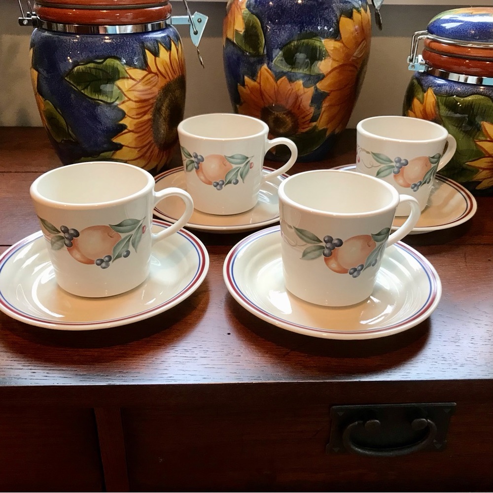 FOUR Corelle Abundance Cups with Saucers #2